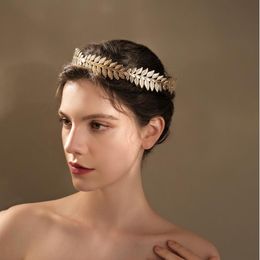 Retro Golden Hair Band Baroque Headpieces Vintage Olive Leaves Flower Tiaras Crown Bridal Wedding Headdress Brides Jewelry Accessories Women Headwear AL9539