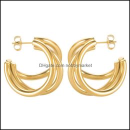 Stud Earrings Jewellery Mti Layer Circle Geometric Round Gold Colour For Women Fashion Gift Drop Delivery 2021 5Noip