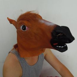 Creepy brown Horse Mask Funny Latex Mask Carnival Animal Costume Halloween Costume Party Christmas Theatre Prop on sale