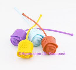 100pcs/lot Cute Silicone Rose Rose-shaped Flower Tea Ball Bag Philtre Herbal Spice Tea Infuser Tool