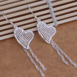 Fashion (Jewelry Manufacturer) 40 pcs a lot Pore Heart with tassel earrings 925 sterling silver Jewellery factory price Fashion Shine Earrings