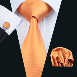 -Envío rápido corbatas sólido conjunto naranja bolsillo ajustan las mancuernas tejida de negocios formal Reunión de Trabajo Conjunto para hombre corbata Lazos de la moda N-0356