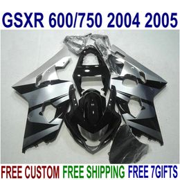 hot sale fairing kit for suzuki gsxr600 gsxr750 2004 2005 aftermarket set k4 gsxr600 750 04 05 silver black fairings u42j