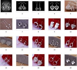 925 Silver jewelry Charming women/girls pendant Dangle Earrings zircon love heart Earrings mix 20 style 20Pairs Best Christmas gift