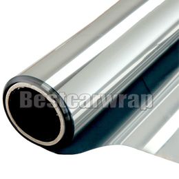 Silver Mirror Finish Vinyl Privacy Window Tint Wrap Film For home / building glass Self-Adhesive DIY SIZE 1.52x30m=5x98ft