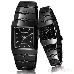 Brand Luxury Black Classic SINOBI Couple Lover Women Men Quartz Full Stainless Steel Wrist Watch Items 0AA8