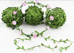 1 Spool 77 Meters Fabric Green Leaf Ivy Garland Wreath Bouquet DIY Decoration