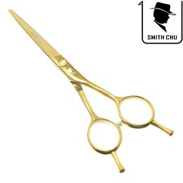 5.5Inch SMITH CHU Free Shipping Fashion Hair Scissors Cutting scissors with two-tailed Yellow Hair scissors for Hairdressers JP440C, LZS0026