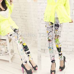 Wholesale-Fashion Womens Floral Sunflower Leggings High Waist Stretch Pants Hot Selling