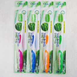 new arrival Aloe Dent toothbrush with Double green fur for adult/childen toothbrush for Antibacterial cleaning