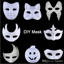 500pcs Best DIY Mask Hand Painted Halloween White Face Mask Zorro Crown Butterfly Blank Paper Mask Masquerade Party Cosplay Masks CW0298