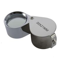 New Mini 30X 30x21mm Loupe Magnifier Folding Magnifying Triplet Jewelers Eye Glass Jewelry Diamond Currency Detecting