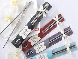 100Pairs/lot Fast shipping Newest Stainless Steel Chopsticks Tableware chop stick Wedding Favors Gift With Retail package