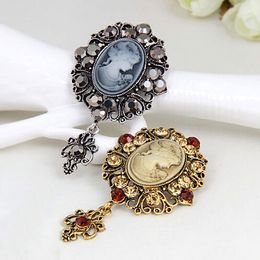 Stunning Diamante Retro Brooch Graceful Lady Cameo Pins Brooches Hot Selling Top Quality Factory Cheap Broach Scarf Pins Gift Brooches