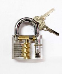 Hot Professional Cutaway Inside View of Practise Padlocks, Lock Training Trainer Skill Pick for Locksmith with Two Keys Locksmith Tools