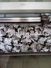 Winter Snow camo vinyl wraps Black white grey With Air Free Vehicle decal Stickers Winter arctic tiger camougflage Film 1.52x30m/Roll