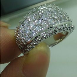 Hot sale Size 6/7/8/9/10 Luxury Noble Jewellery 10kt white gold filled white Topaz Wedding Women Ring Mother's Day Gift with box