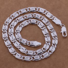 Alta calidad 925 collar de cadena chapado en plata esterlina 6MMX20inches diseño fresco joyería de moda de los hombres envío gratis
