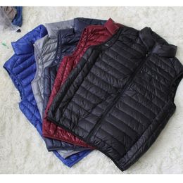 Fall-Men stand collar down jacket vest sports outdoor winter packable & portable duck down jacket no sleeve thermal vest ultra light