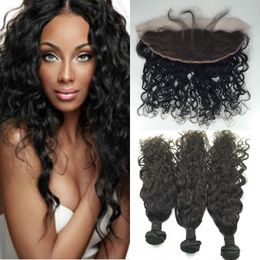 Free Shipping Freestyle 13x4 Full Frontal Lace Closures and Hair Peruvian Lace Frontal Human Lace Front with 3 Bundles Hair