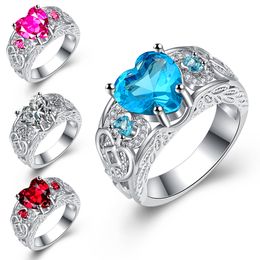 free shipping (Jewelry Factory) Beautiful 10 pair Charm 925 silver Princess ring heart shaped gem Ring jewelry Lowest price Fashion 1817