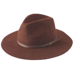 Wholesale-New dome Rolled Pure Wool Winter Women Fedora Hats Fashion Stetson Hats Fedoras With Belt