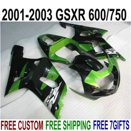 k1 gsxr fairings UK - Top quality ABS fairings set for SUZUKI GSX-R600 GSX-R750 2001-2003 K1 black green fairing kit GSXR 600 750 01 02 03 SK52