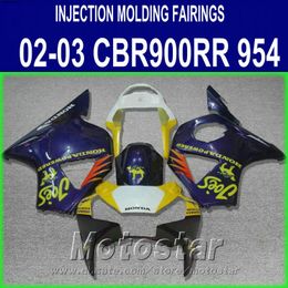 Injection Moulding fairing kit for Honda CBR900 RR 954 02 03 CBR 954RR bodywork CBR900RR 2002 2003 blue yellow white fairings set HS14