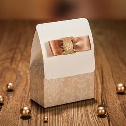 Luxury Wedding Candy Box Champagne Color Happy Wedding Day Party Favor 50 pcs/lot Ceremony Decoration