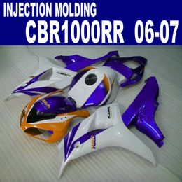 Injection Moulding full fairing kit for HONDA CBR1000RR 2006 2007 purple white orange CBR 1000 RR 06 07 fairings set BB27 + 7gifts