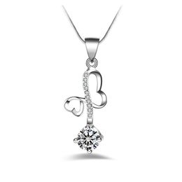 Free shipping fashion high quality 925 silver Heart-shaped White diamond Jewellery 925 silver necklace Valentine's Day holiday gifts Hot 1690
