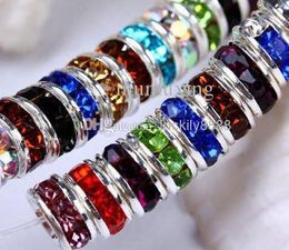 Wholesale - Free Shipping 500pcs Mixed Colour Crystal Rondelle Spacer Beads 8mm HOT