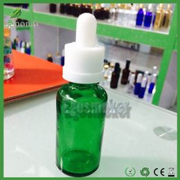 1000pcs Fedex Free Green Dropper Bottles E Liquid Bottle Glass 30ml 50ml 15ml 10ml Essential Oil Bottle With Black Aluminium Screw Ring Cap