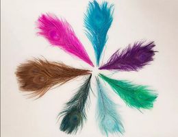 100pcs/lot Colorful Peacock Feathers Eyes 8-10" For Wedding Craft 7 Colors For Choose