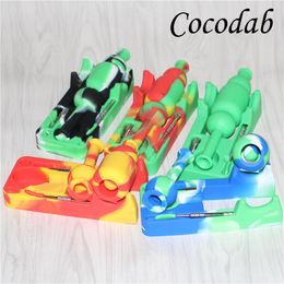 oil concentrate water pipes NZ - Hookahs Silicone Nectar Collector Mini Water Pipes with GR2 Titanium Nail 10mm Concentrate Dab Straw Silicon Oil Rigs NC