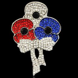 Silver Plated Big Bow Alloy Poppy Flower Brooch White Blue Red Crystals UK Rmembrance Day Gift Poppy Pins Brooches Top Quality!