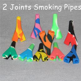 2 Joints Silicone hand Pipe Barrel Rigs Smoking Mini Glass Rig Dab Jar Bongs Water pipes Silicon Oil Drum DHL