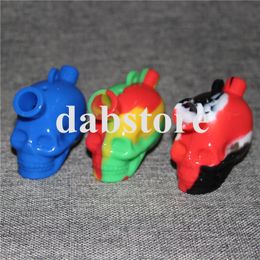 Novelty Skull Design Mini Silicon Skull Philtre for Tobacco Smoke Small Travel Water Pipe Silicone blunt Bong Joint bubbler