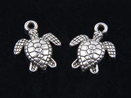 New Free Shipping 200pcs/lot Ancient Silver Plated Lovely Sea Turtle Alloy Charms Pendants 12X15mm