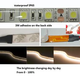 -tira adhesiva 5050 RGB Blanco cálido 3M adhesivo luces de tira llevadas IP65 a prueba de agua 12V DC 5M 300 LED