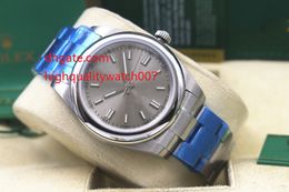 Top High Quality Sapphire Perpetual Watches 36mm No Date Steel Domed Grey Dial Automatic Mechanical Men's