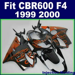 7gifts injection Moulding Customise for honda fairings cbr600 f4 1999 2000 orange flame in black 99 00 cbr 600 f4 fairings kits iolp