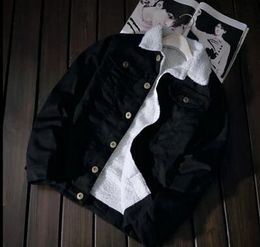 Новый мужской флис меховая подкладка Шерпа джинсовая куртка зимняя тепловая Западная пальто