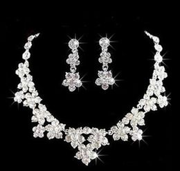 Wedding Jewellery Shining New Cheap 2 Sets Rhinestone Bridal Jewelery Accessories Crystals Necklace and Earrings for Prom Pageant Party
