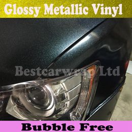 Glossy Metallic Black Vinyl For Car Wrap With Air release Pearl black Vinyl Film For Vehicle styling Size 1.52*20M/Roll