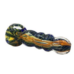 Hot sell 4 Layers Spoon Pipe Fumed Inside-Out Stripe Frit Has Glass Marbles Tobacco glass Tube Pipe For Smoke Fast delivery