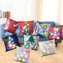 Merry Christmas Flashing Pillow Case 45*45cm LED Light Pillows Cushion Cover Light Up Pillowcase Car Home Sofa Christmas festival Decoration