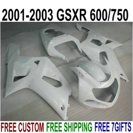 hot sale bodywork set for suzuki gsxr600 gsxr750 20012003 k1 fairings 01 02 03 gsxr 600 750 all white fairing kit sk44