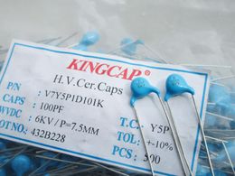 101 6KV high-voltage ceramic capacitors 100PF 0.1NF 6000V feet away from the feet of copper 7.5MM