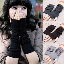 Women Fashion Knitted Arm Fingerless Long Mitten Wrist Warm Winter Gloves 1SLA